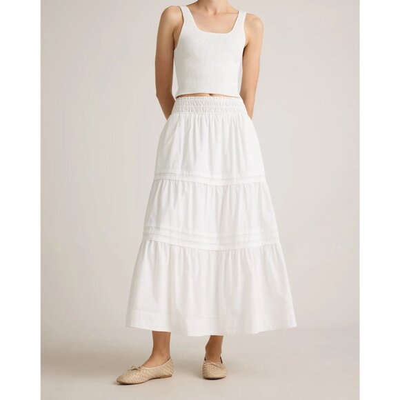NWT Philosophy Republic (Quince) Cotton Poplin Tiered Maxi Skirt in White - Picture 5 of 16